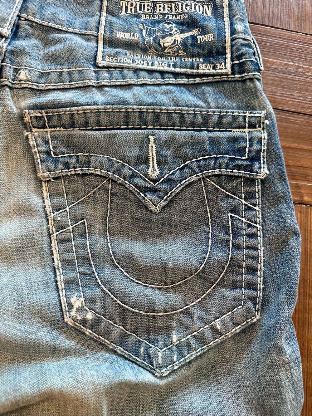 True Religion Bobby Big T World Tour Distressed Jeans Made in USA